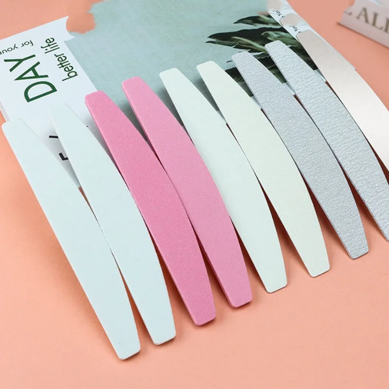 

10Pcs/lot Nail Sponge Sandpaper File Buffs For Nail Moon Design 100/180 Sanding Foam Emery Board Nail Files Polisher Mix Color