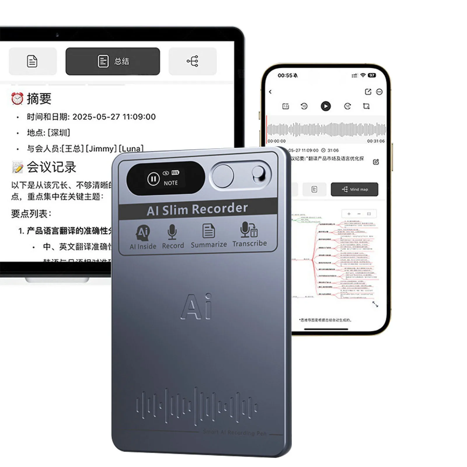 

Digital Voice Recorder with Real-Time Transcription & Translation Audio Recorder App Control for Lectures Meetings Interviews