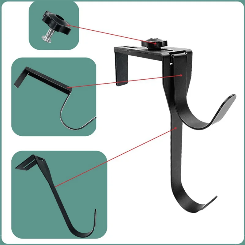 HOES-2Pcs Metal Adjustable Width Skimmer Pool Pole Hanger Double Hook Garden Outdoor Hanging Hose For Fence Accessories