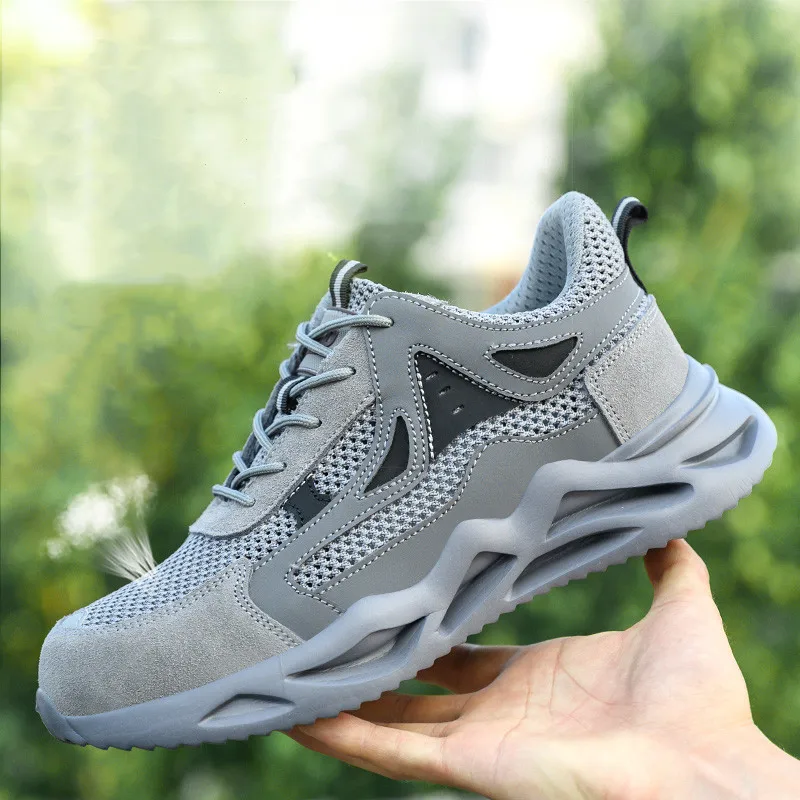 men fashion breathable plastic toe caps work shoes summer safety boots worker insulated sneakers designer safe footwear protect