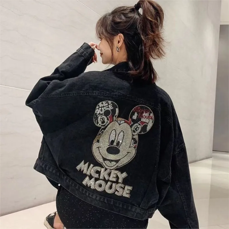 New outerwear Female Top Fashion Jackets Autumn Cotton Loose Casual Cartoon Mickey Print Women\'s Denim Jacket popular