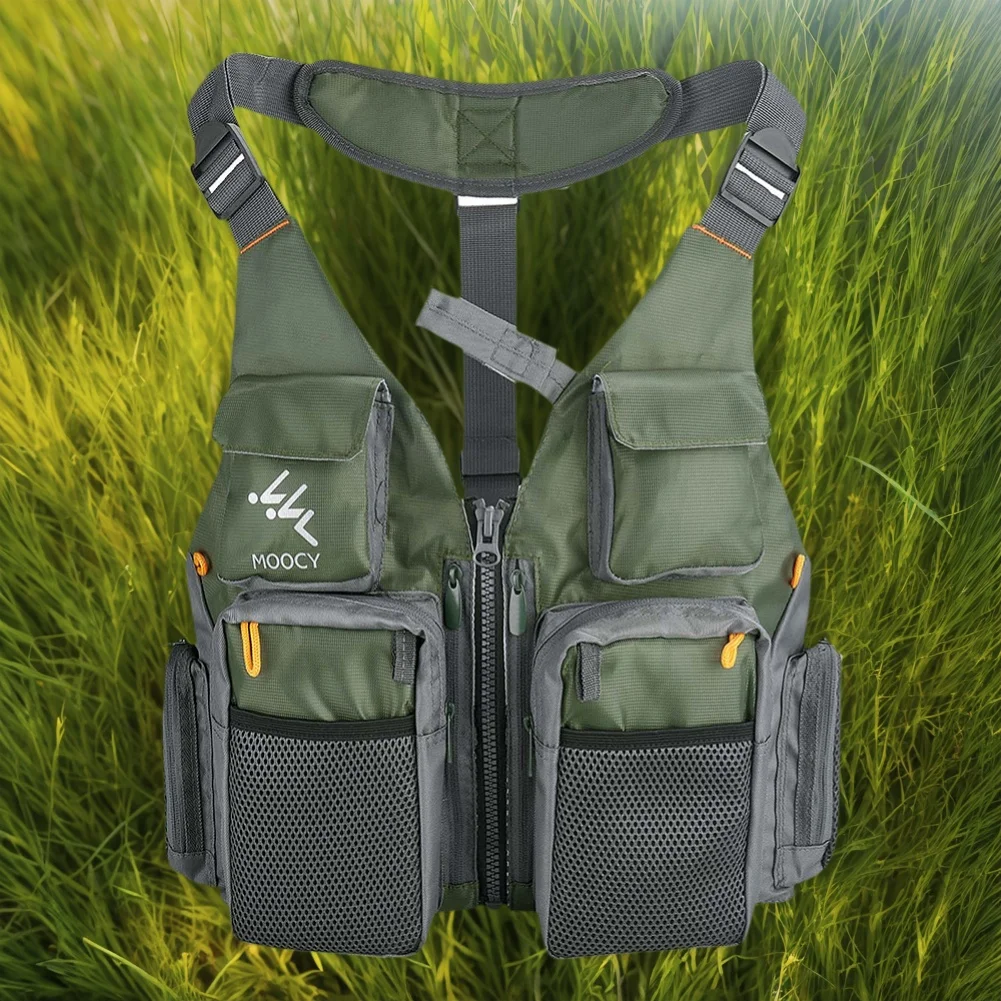 سترة صيد مريحة متعددة الجيوب من قماش أكسفورد سترة صيد مقاومة للتآكل سترة صيد بحرية قابلة للتعديل للبالغين والمراهقين