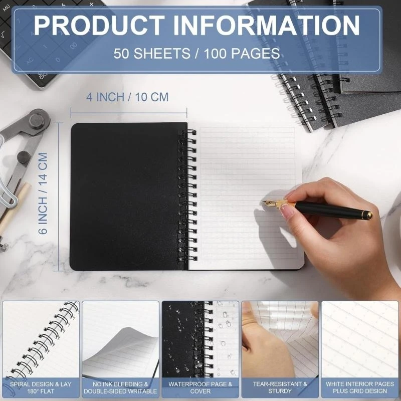 Notebook enlace bobina Twin 100 páginas Gridded 4x5.5 pulgadas notas notas periódico para escribir nota diario