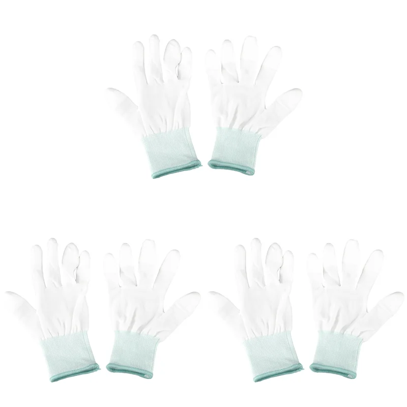 

ZIZI 3 Pair ESD PC Computer Working Anti-Skid Anti Skid Anti-Static White Gloves New