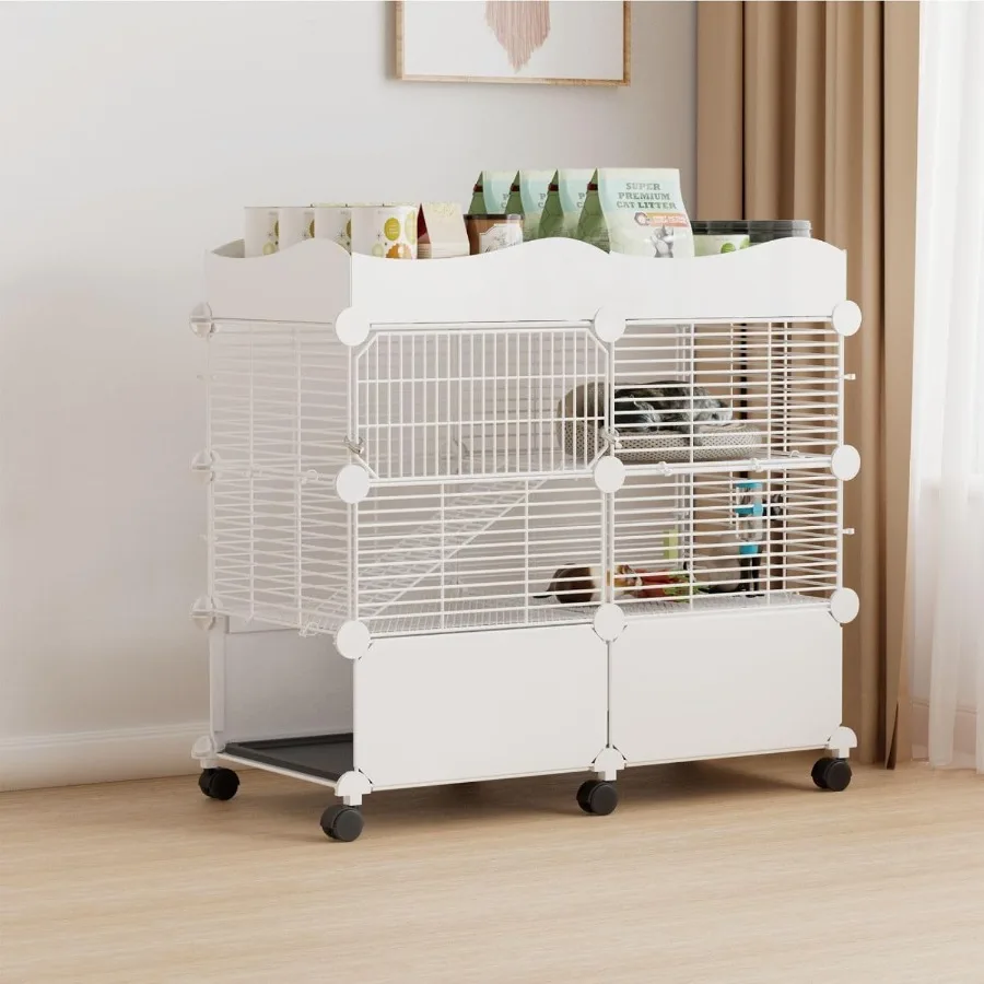 

Compact Indoor Small Guinea Pig Cages with ConnectandConnect Design for Chinchillas Rats and Rabbits on Wheels Featuring EasyRe