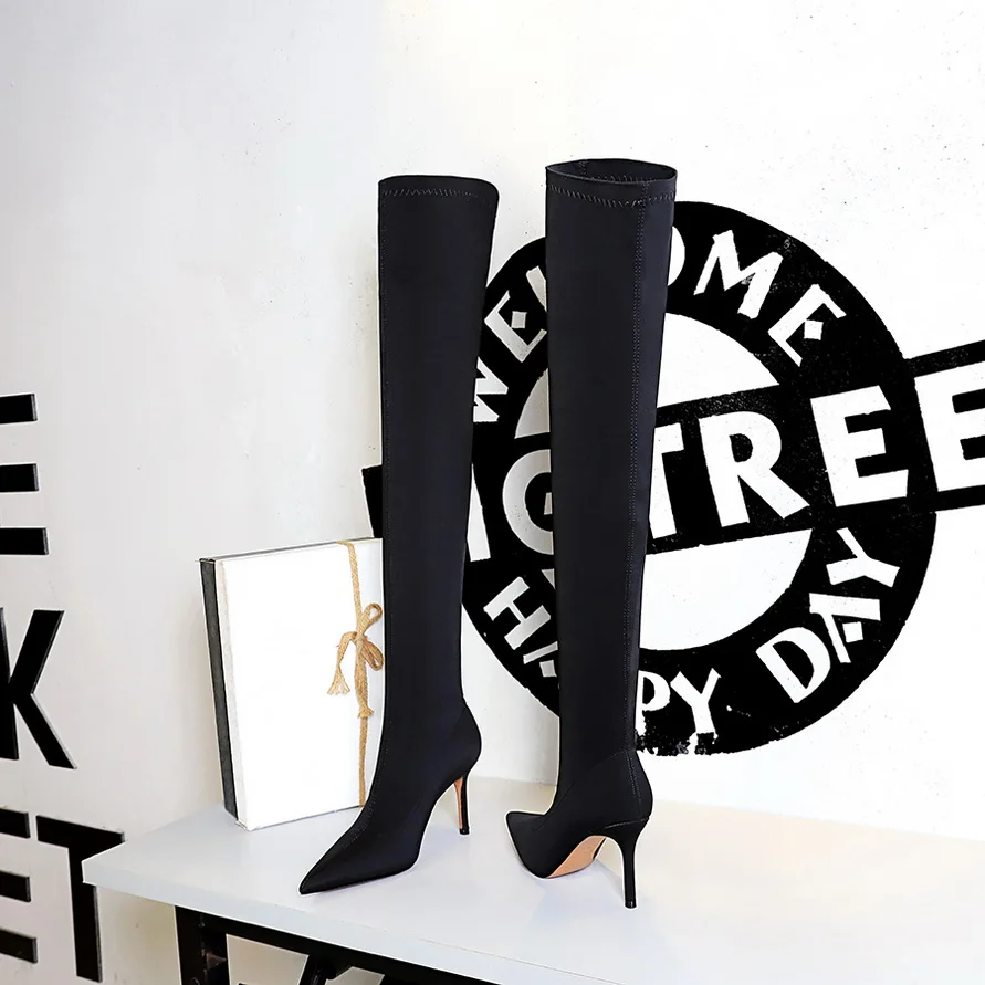 

BIGTREE Women Over The Knee High Boots Lady 8.5cm High Heels Sexy Long Thigh Winter Booties Fetish Stiletto Heels Shoes