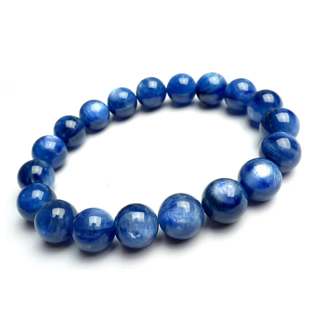 

13mm Natural Blue Kyanite Bracelet Jewelry For Women Men Healing Gift Crystal Energy Beads Stone Cat Eye Gemstone Strands AAAAA