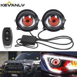12V Dynamic Devil Eyes LED Car Lights Remote Headlight Eyes Lenses Assembly Kits Retrofit Accessories Auto Led Bi Co T4T4