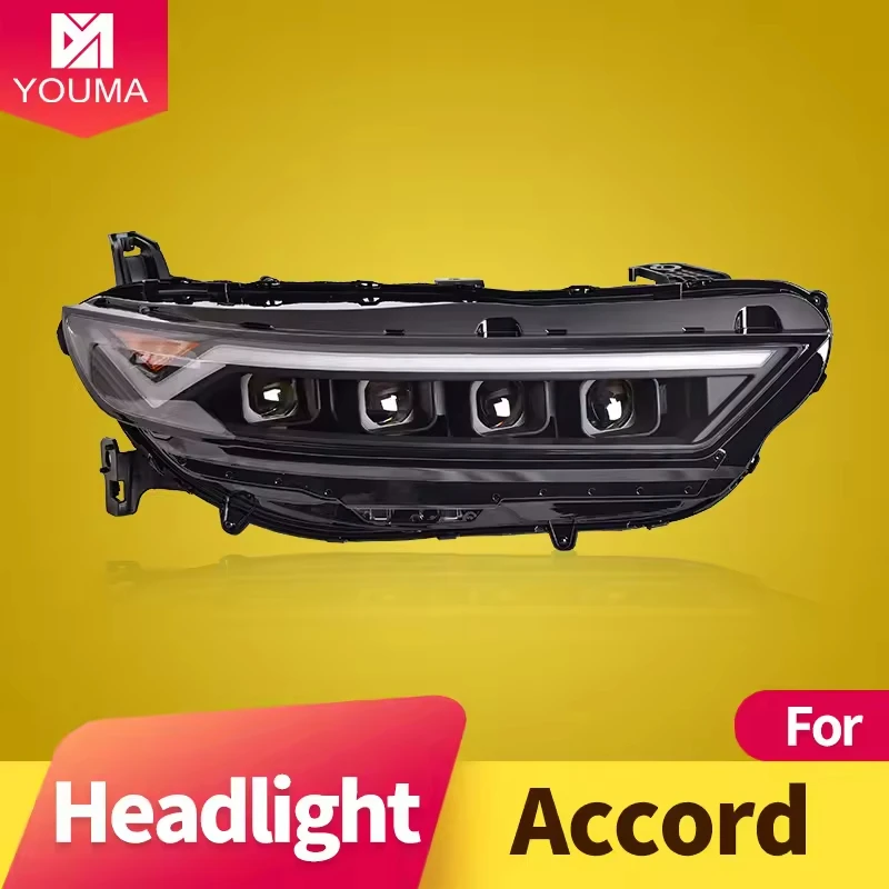 Premium LED Headlight Assembly for Honda Accord 2023-2025 Sequential Turn Signal Dual Beam Daytime Running Lights DRL Tuning
