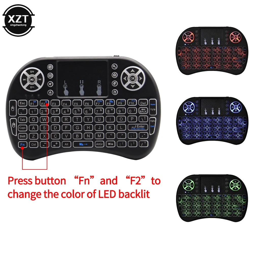 

I8 English 2.4G Wireless Keyboard 3 Color Backlit Air Mouse Remote Touchpad Handheld for TV Box H96 max PC with Lithium Battey