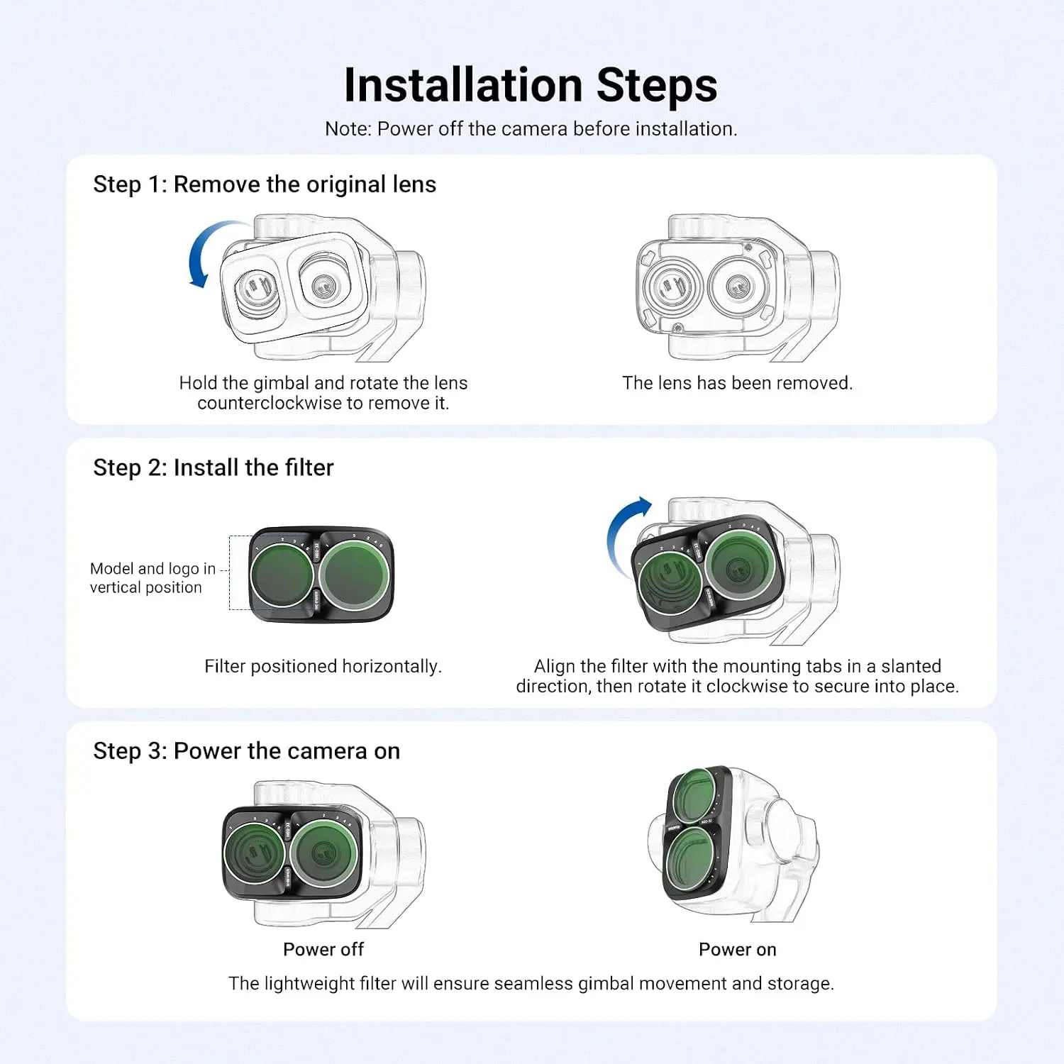 NEEWER Clarity+ND/CPL Filter für DJI Osmo Pocket 4P, HD Variable Neutral Density ND2-32, Zirkularpolarisator, Schwarze Diffusion 1/4 – Detail 3