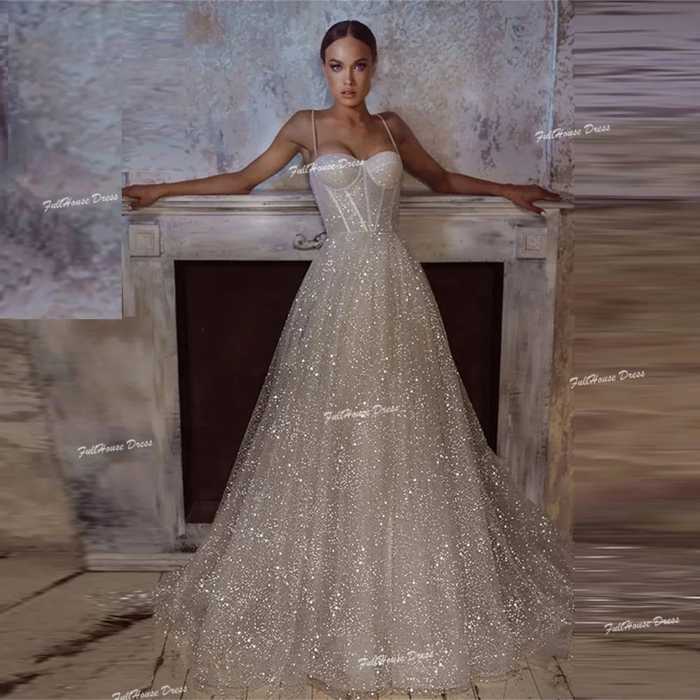 カスタマイズされた光沢のあるスパンコール恋人襟ポケットウェディングドレス A ラインバックレースアップフロアレングスブライダルドレスコート付き