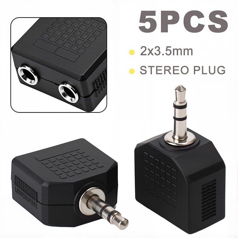2pcs Mini Stereo 3.5mm Audio Jack Male To Dual 3.5mm Female Double Earphone Headphone Y Splitter Adapter Plug for MP3 Phone