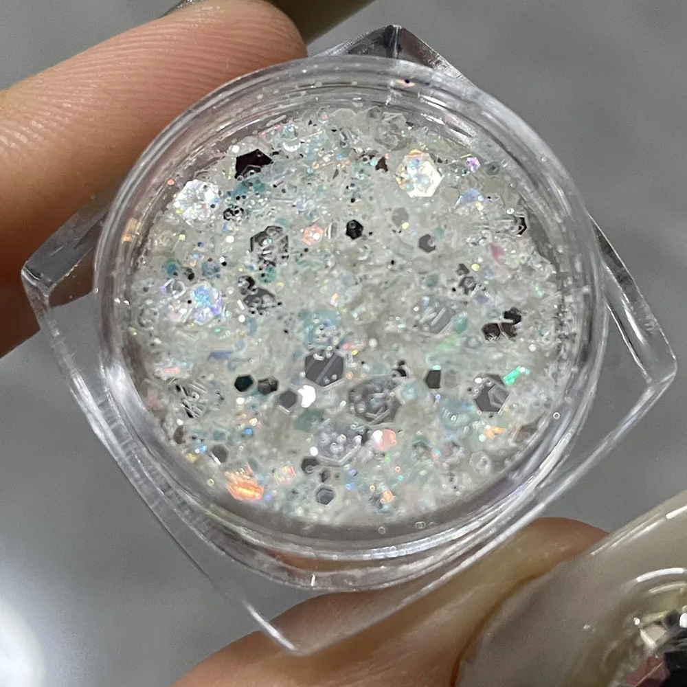 -Sea Ocean- Versatile Trendy Flashing Mermaid Hexagon Glitter Mixed Size Cheese Salt Flakes Nail Gel Polish Adorning Sequins 404