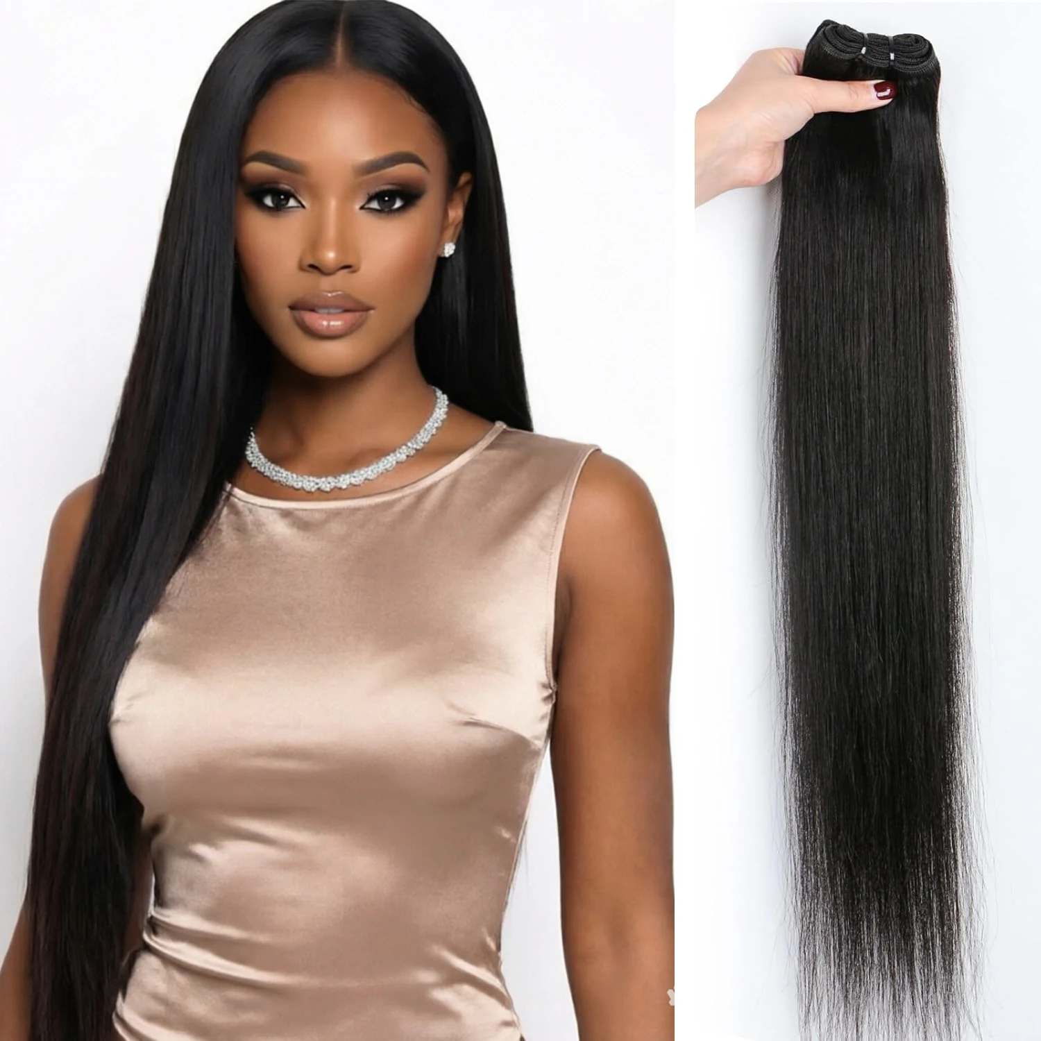 Brazilian Straight Hair Bundles Remy Human Hair Weave Bundles 10-30inch Hair Extensions Natural Black Color For Women 50g/Pcs