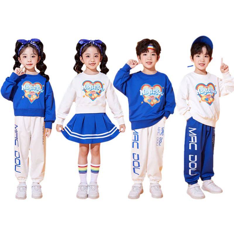 

Fashion Boy and Girl Twin Clothes School Kids Performance Costume Stage Outfit For Teenage Child Hip-hop Dance Suit Clothing