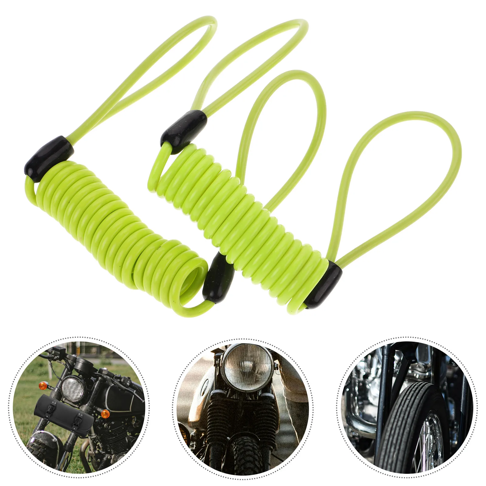 

2Pcs Disc Brake Lock Cable Lightweight PVC Coiled Steel Wire Motorcycle Scooter Bike Security Heavy Duty Theft Deterrent Vibrant