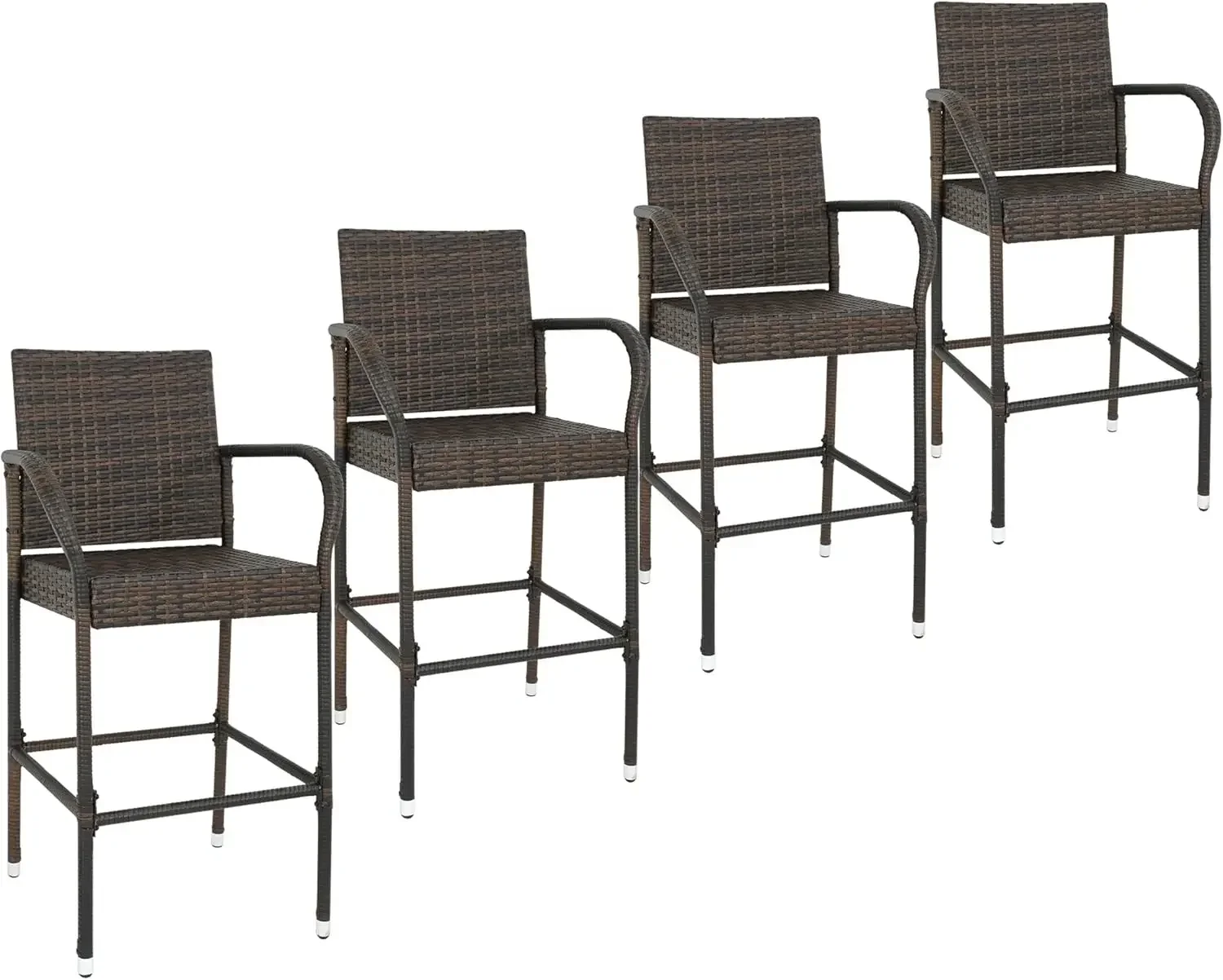 

Set of 4 Wicker Barstool All Weather Dining Chairs Outdoor Patio Furniture Wicker Chairs Bar Stool with Armrest