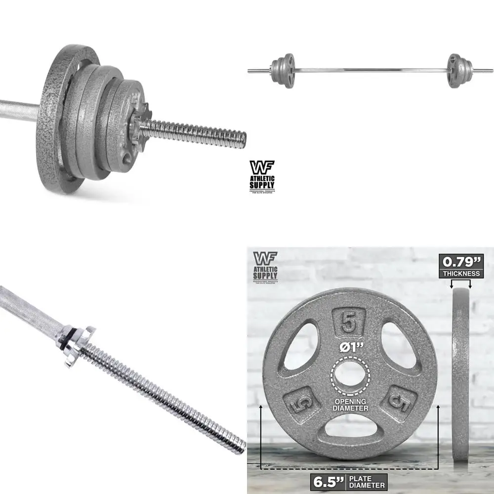مجموعة دمبل قابلة للتعديل من WF Athletic Supply - 1 بوصة كروم EZ Curl أو شريط مستقيم، أوزان الحديد