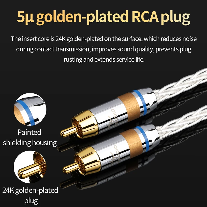 YYAUDIO 7N OCC posrebrzany 75OHM Hifi cyfrowy koncentryczny Audio wideo kabel Rca Hi-end RCA do RCA męski Subwoofer kabel Audio 1m 2m — zdjęcie produktu 5