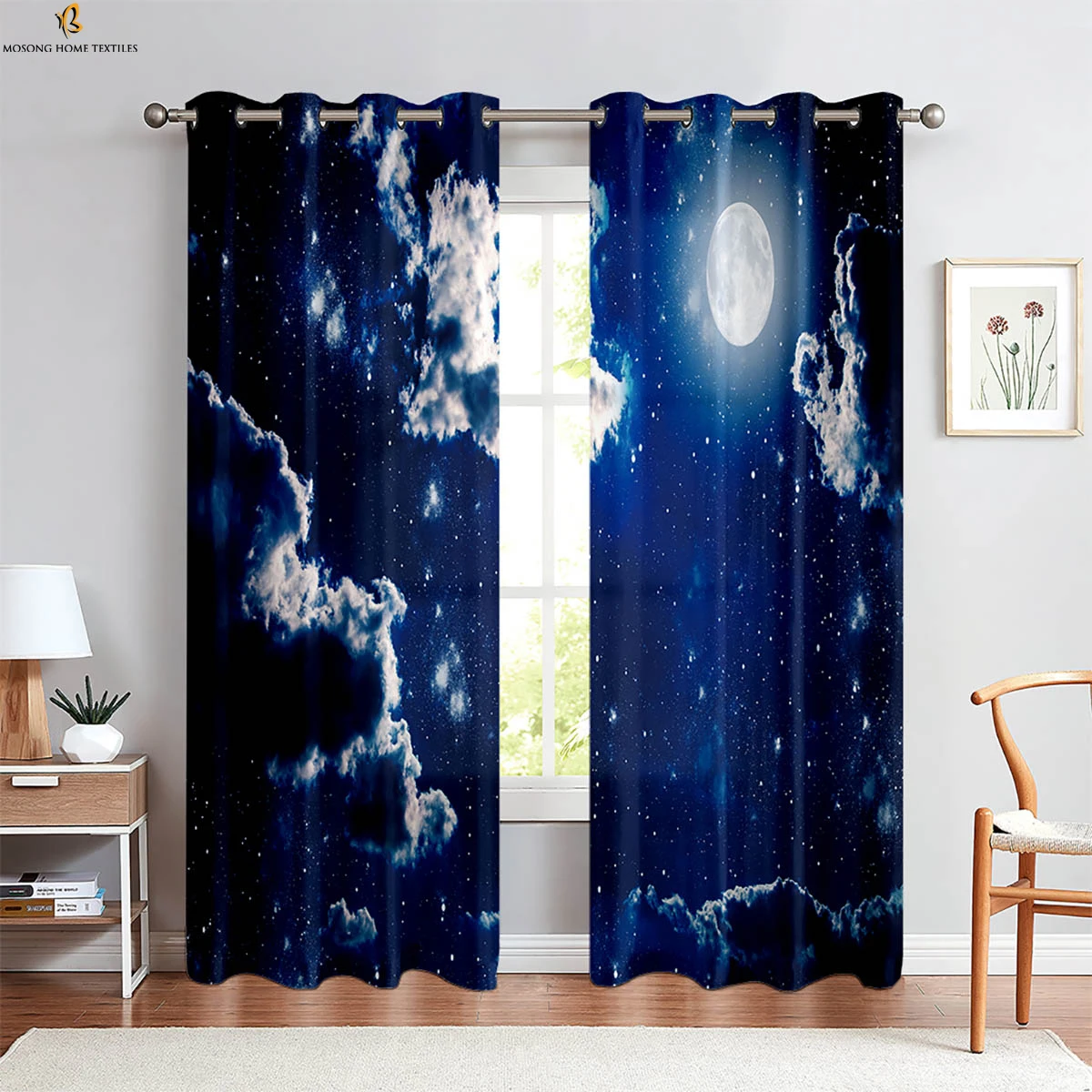 2-Pack Cosmic Starry Sky 3d Printed Curtains Bedroom Living Room Study Atmosphere Decoration Curtains Home Decoration