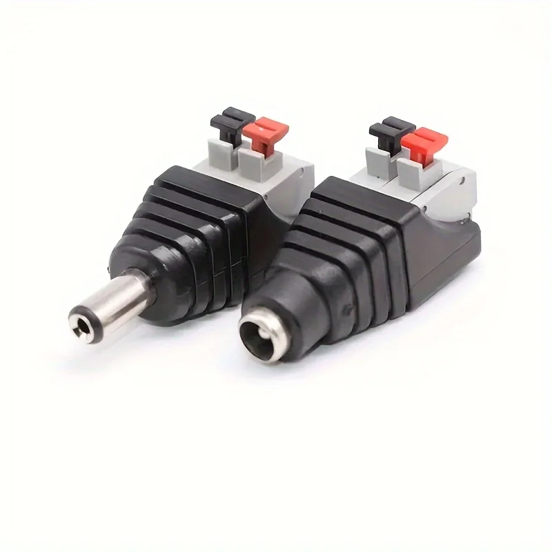 

Female Male DC Power Jack Connector No Screws Plug Adapter 5.5x2.1mm For Single Color LED Strip CCTV Camera