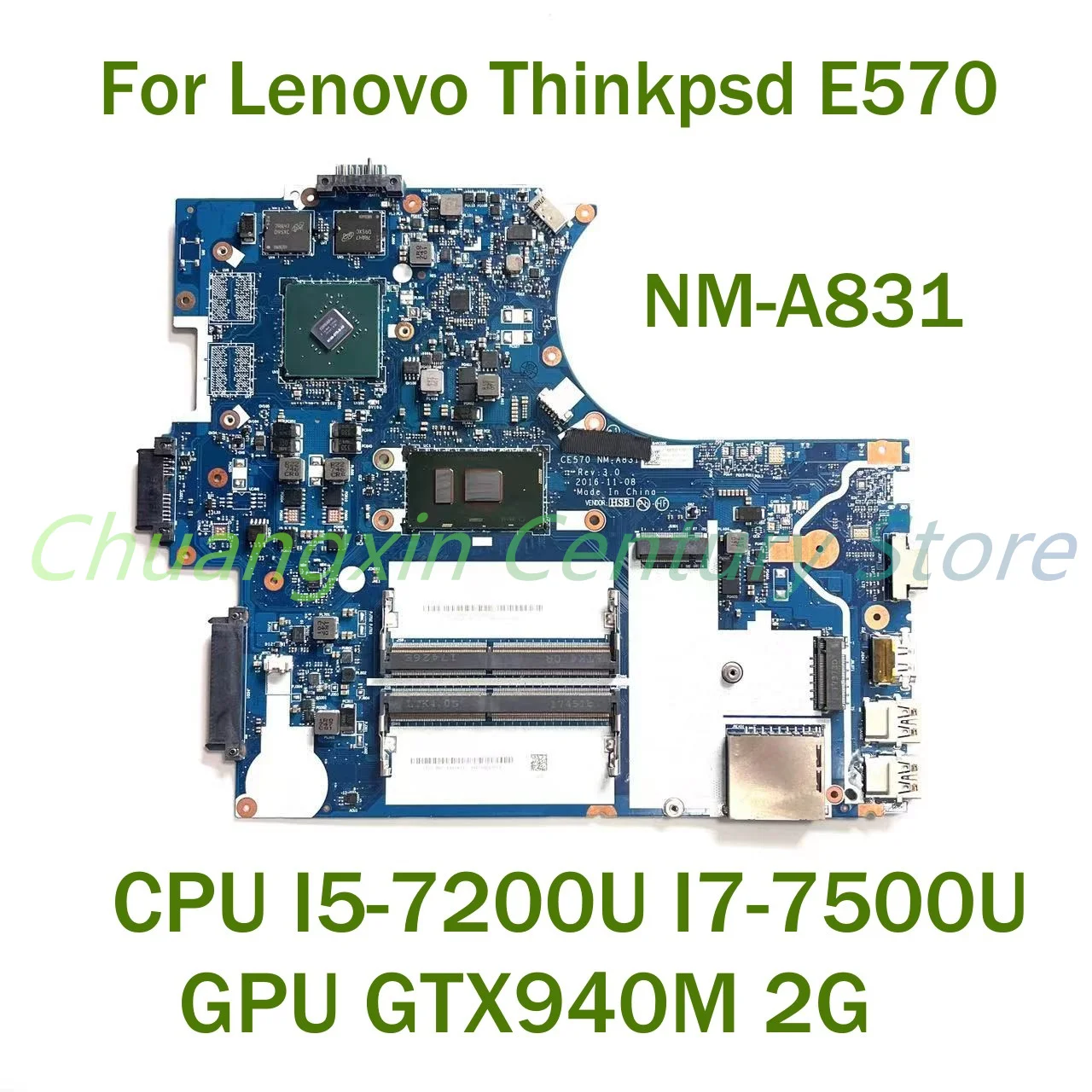 

Материнская плата для ноутбука Lenovo Thinkpsd E570 NM-A831 с процессором I5-7200U I7-7500U + графический процессор, 100% протестировано, полностью работает
