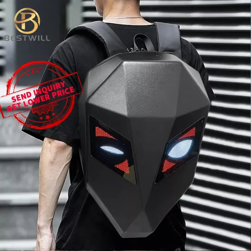 BESTWILL smart black waterproof led knight motorcycle bag dynamic eyes amusing led LED backpack