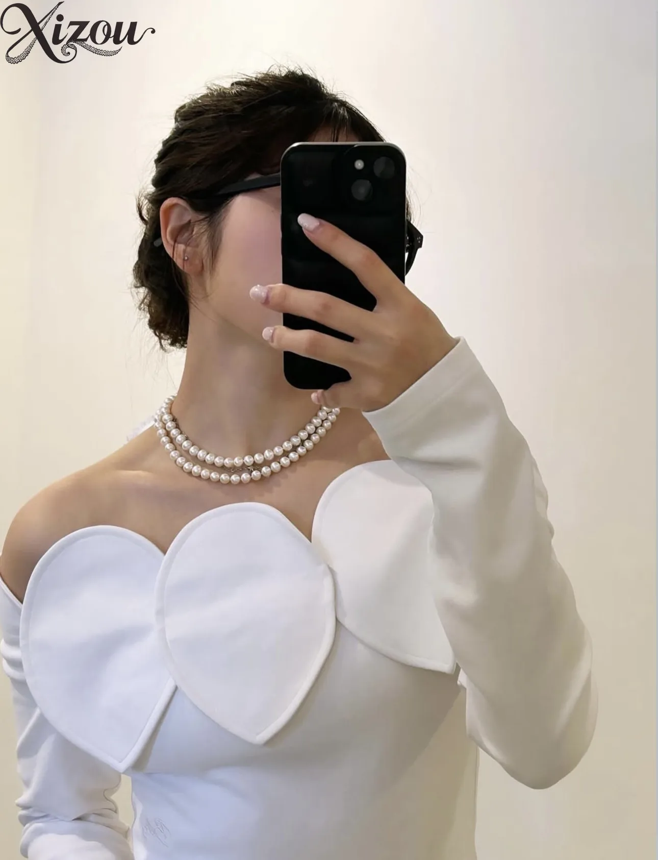 2026 Spring Autumn Women Long-sleeve Top Japanese Sweet Elegant Commute Party Girls Tops Off-shoulder T-shirt 3D Petal Slim Fit