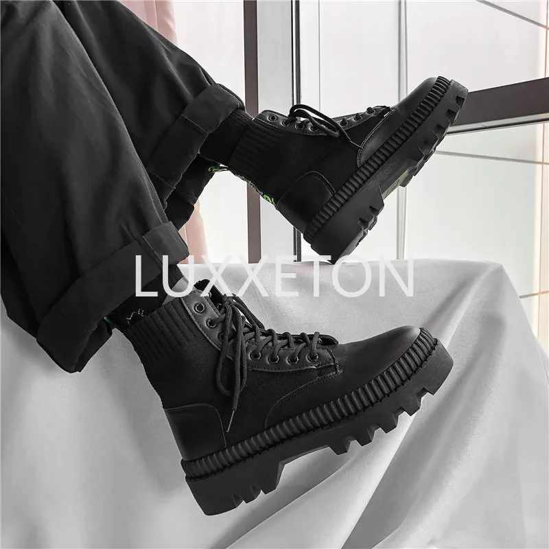 Short Boots British Style Autumn and Winter New Men\'s High Help Thick Soled Short Boots British Outdoor Retro Work Boots