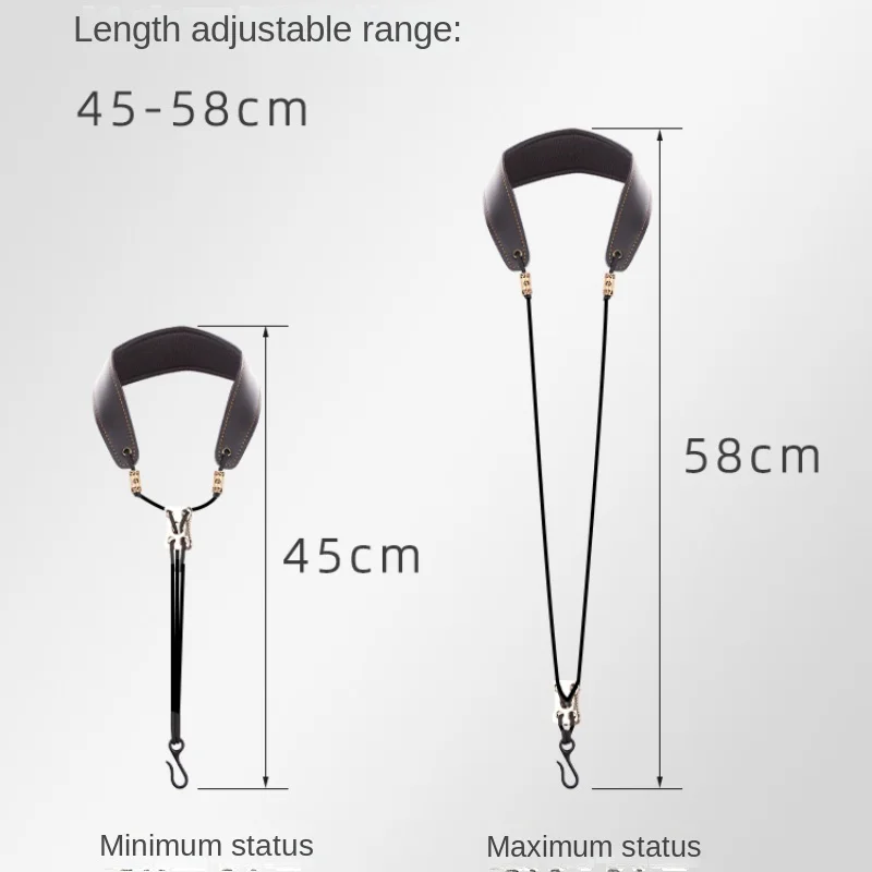 Metal Hook Leather Thicken Bb Clarinet Lanyards Neck Straps Harness Sling Tab for Adults Children Students Bb Clarinet Strap