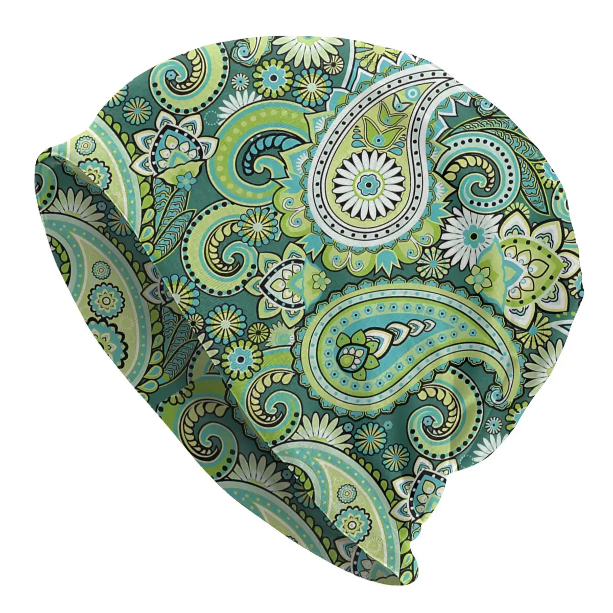 Paisley Babylon Water Drop Green Men Women Thin Beanies Windproof Ski Cap Double Layer Fabric Bonnet Hat