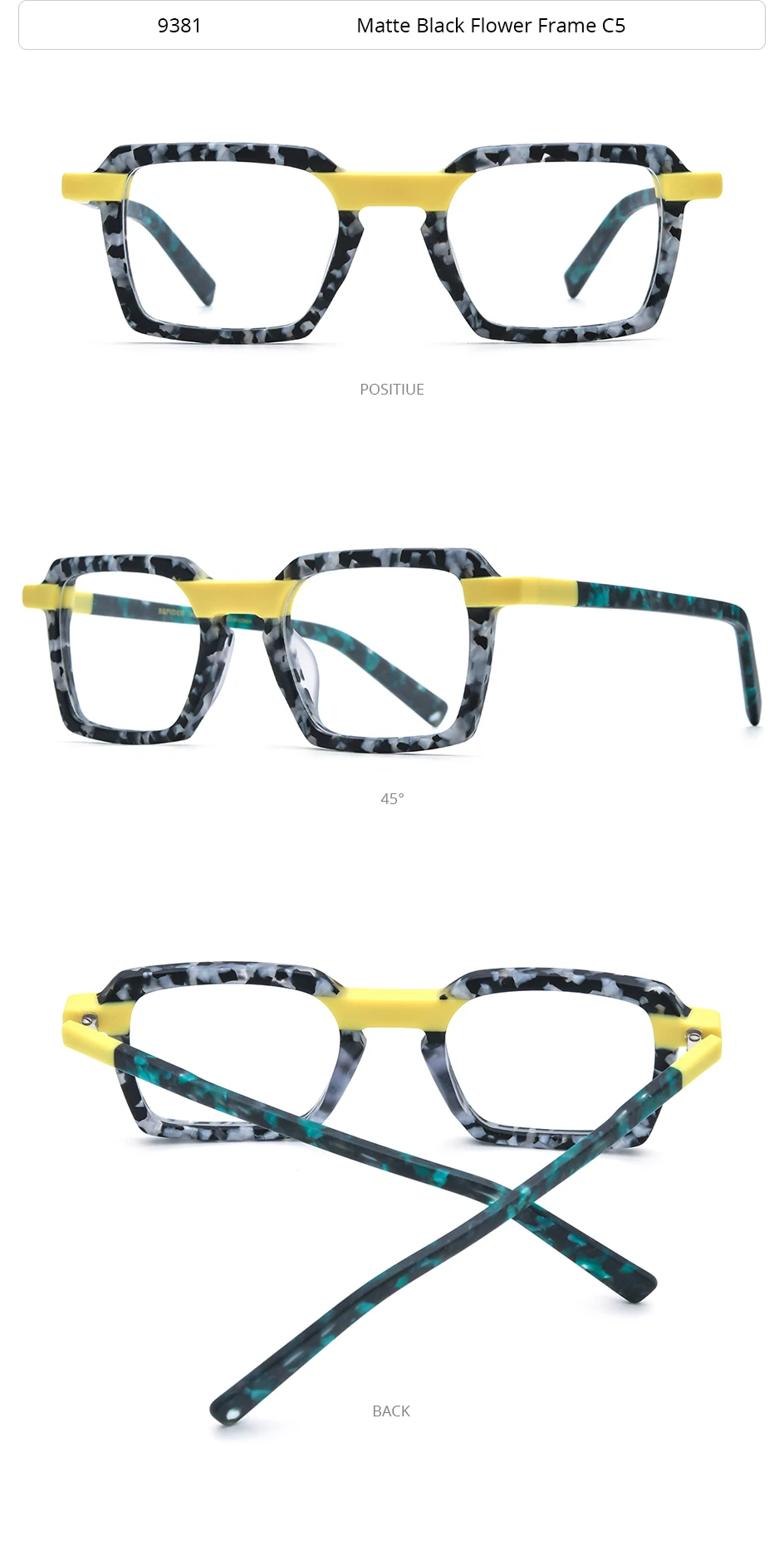 HEPIDEM Matte Acetat Brille Rahmen Männer Marke Design Quadratische Brillen Frauen Japanische Handgemachte Brille Johnny Depp Brillen 9381 – Detail 11