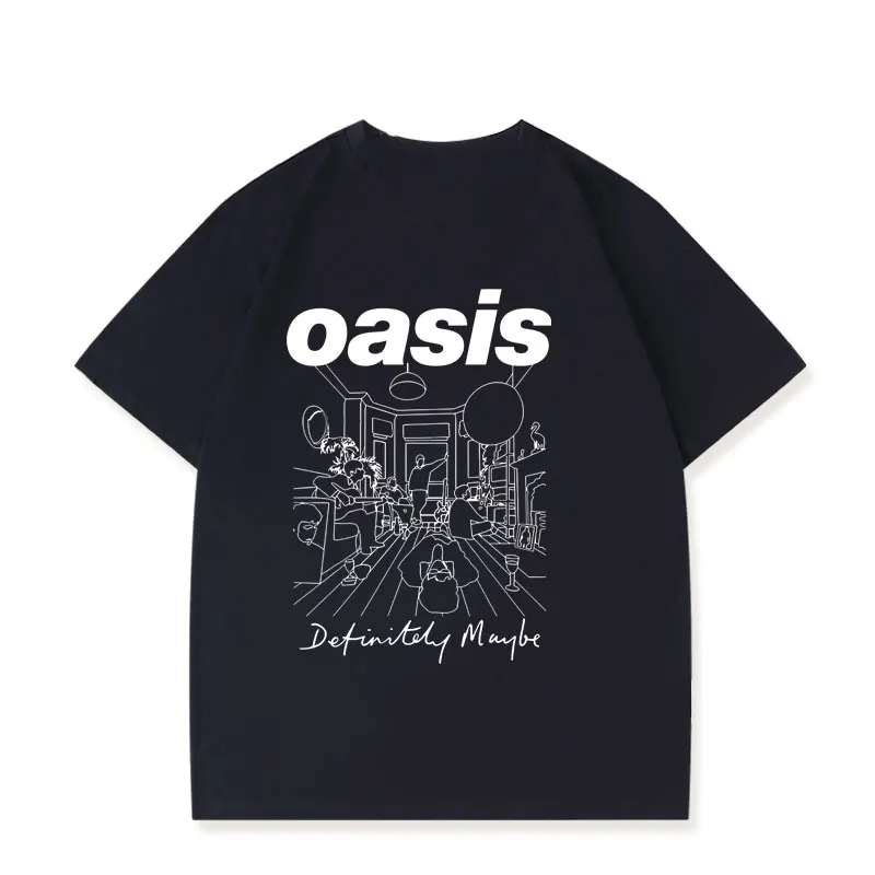 Camiseta OASIS LIVE 25 "واحة الموسيقى جولة حول العالم المحملة بالتأكيد ربما الذكرى الجرافيك تي شيرت القطن الخالص الصيف Y2k الملابس