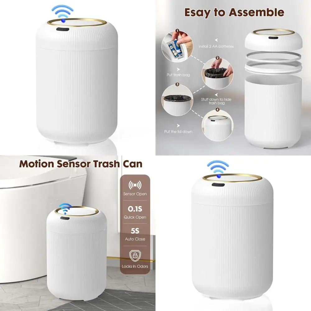

3 Gallon Touchless Trash Bin, Small White Motion Sensor Wastebasket for Home and Office