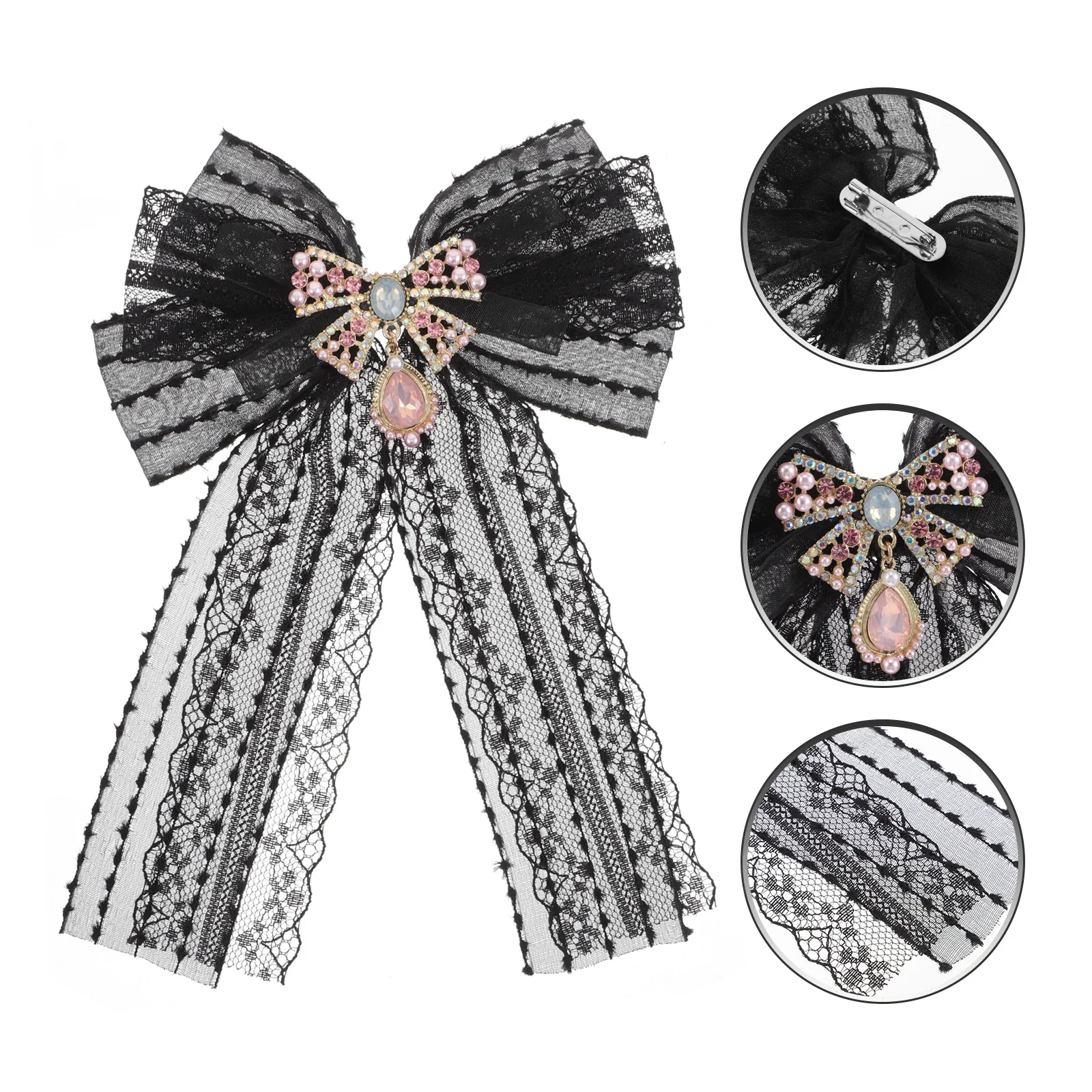 

Elegant Lace Bowknot Brooch Pin for Women Dresses Blouses Collar Stylish Versatile Bow Tie Accessory Bow Tie for Women