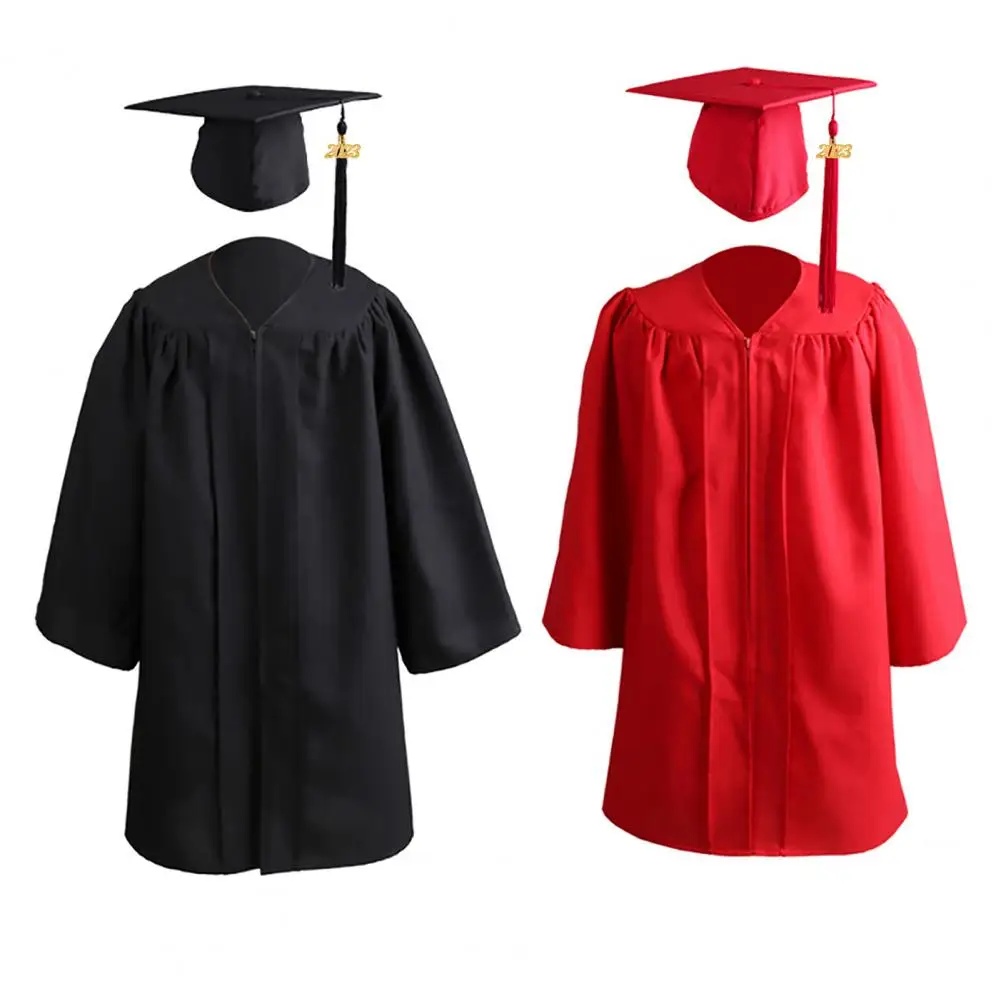 Vestido de graduación con gorro para niños, traje de graduación con borla, sombrero, vestido escolar para estudiantes de guardería, vestido de graduación de escuela primaria, 2023