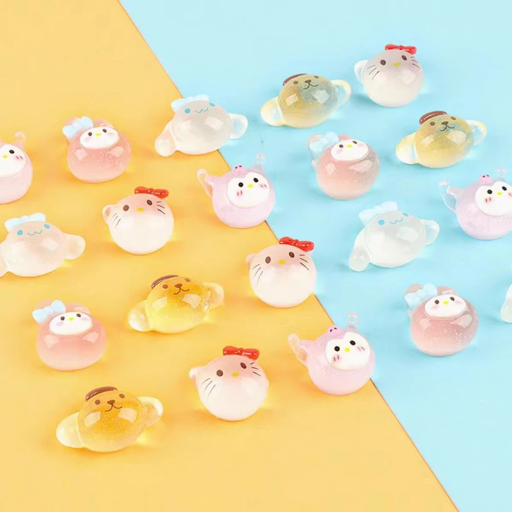 

10 шт. аниме Sanrio Hello Kitty флуоресцентные куклы мультфильм Cinnamoroll Melody мини-декоративные игрушки с коробкой для хранения в форме чемодана