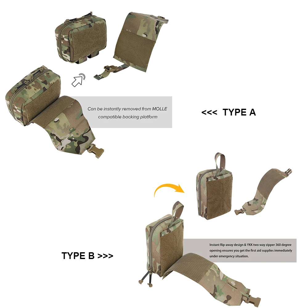 KRYDEX Tactical Rip Away Pouch Tear Off IFAK Pouch Hunting Outdoor Trauma Kit Survival Bag Multi-Function Pouch Molle Waist Bag