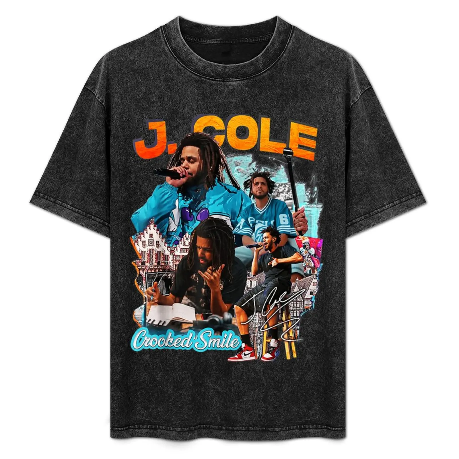 J-Cole-Tee-Rapper-Retro-Vintage Men Women T-Shirt graphic shirts heavyweights customizeds black t shirts for men