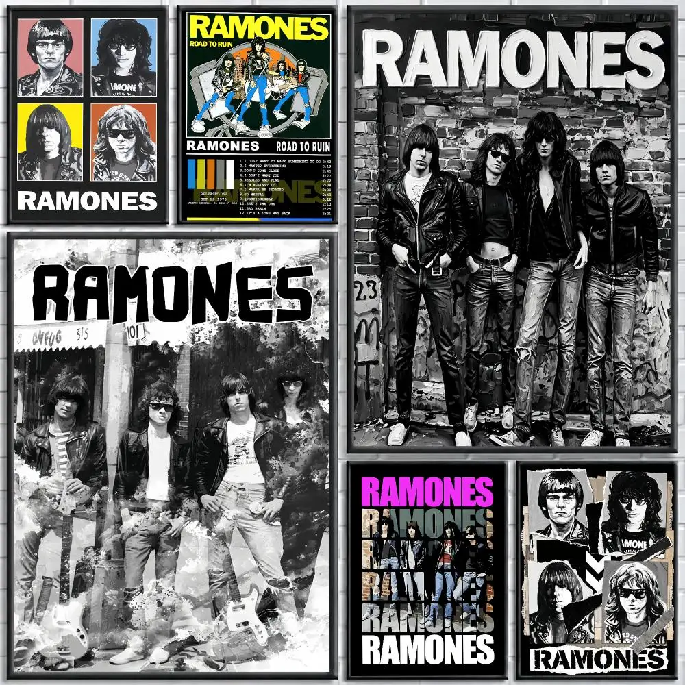 Punk Rock Band T-THE R-RAMONES Music Painting Calligraphy Canvas Poster Wall Art for Bedroom Living Room Home Decor Gift
