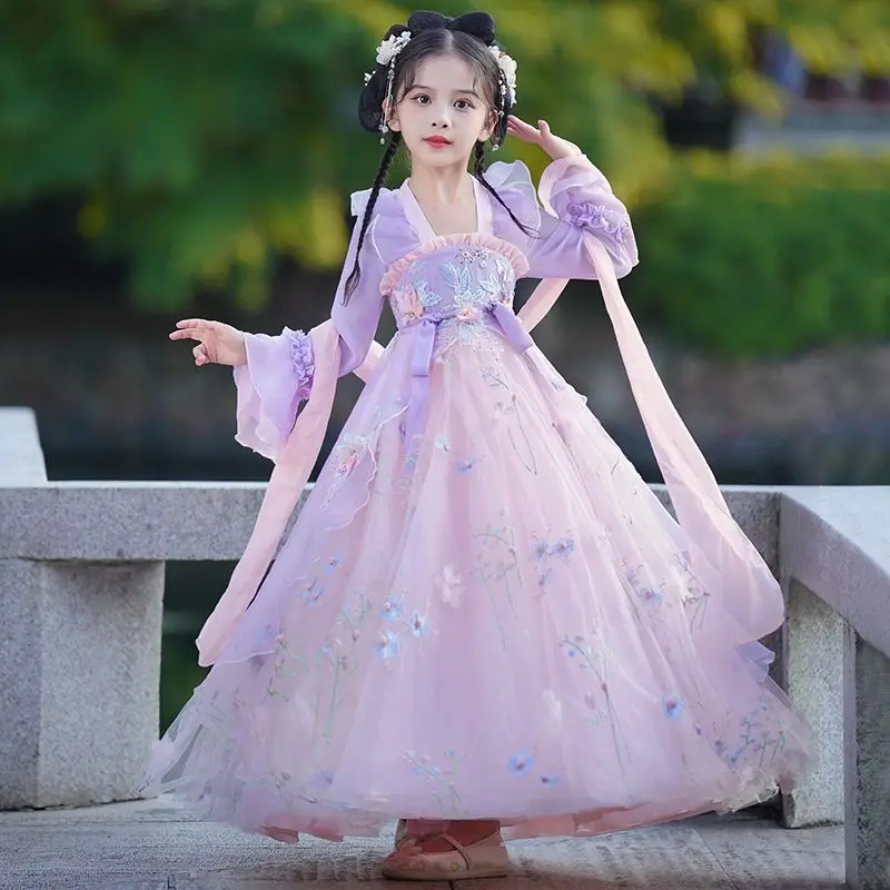 Hanfu Meisjes Kleding Mid- Festival Kinderen Fee Oude Meisje Jurk Chinese Stijl Tang Pak Lente En Herfst