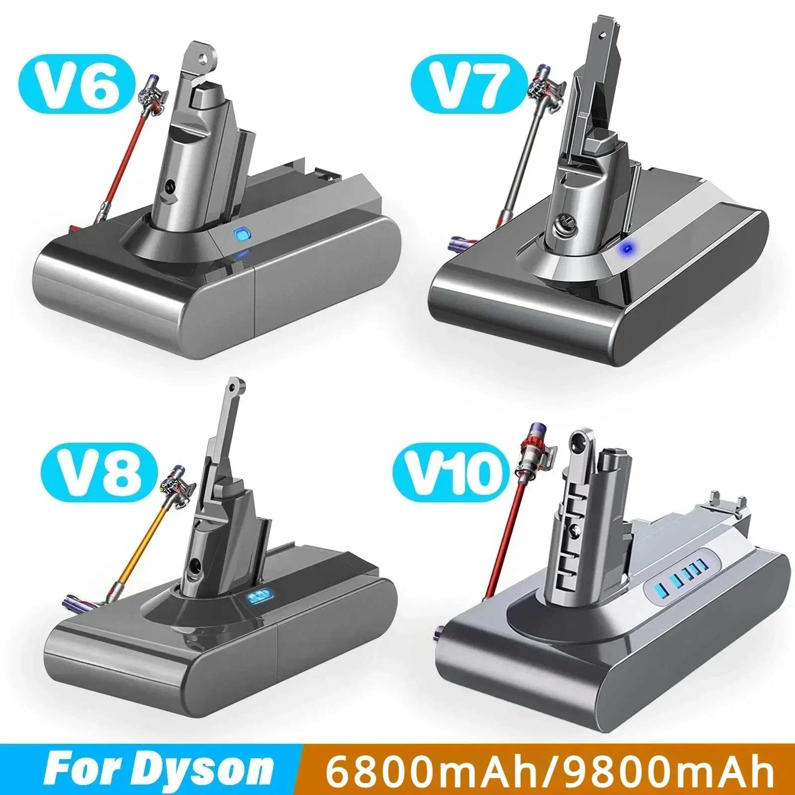 

6.8Ah/9.8Ah battery replacement for Dyson V6 V7 V8 V10 series SV12 DC62 SV11 SV10 handheld vacuum cleaner