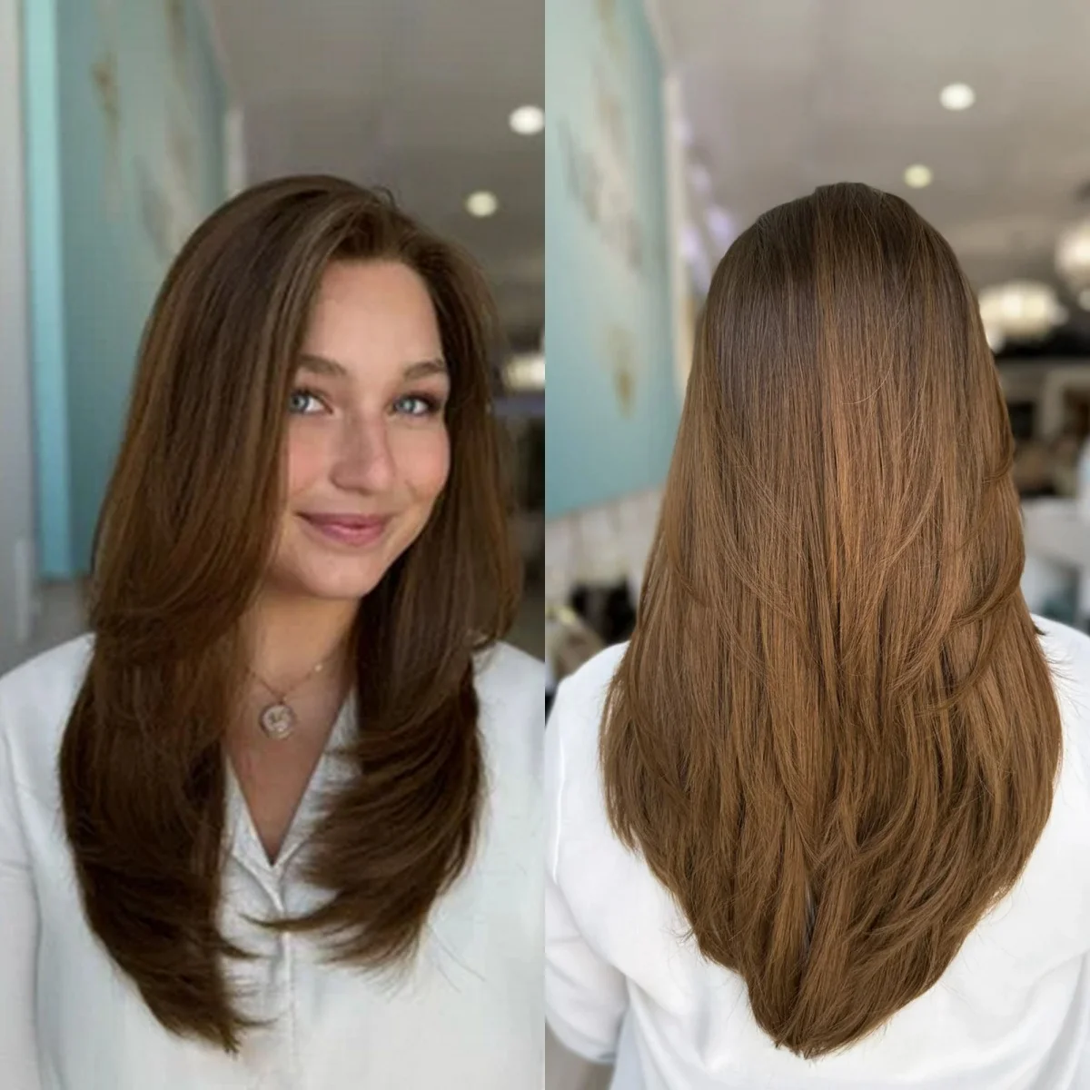 Long Natural Straight Wig Chocolate Brown Balayage HD Transparent Lace Wigs Heat Resistant Luxury Glueless Wigs Synthetic Hair