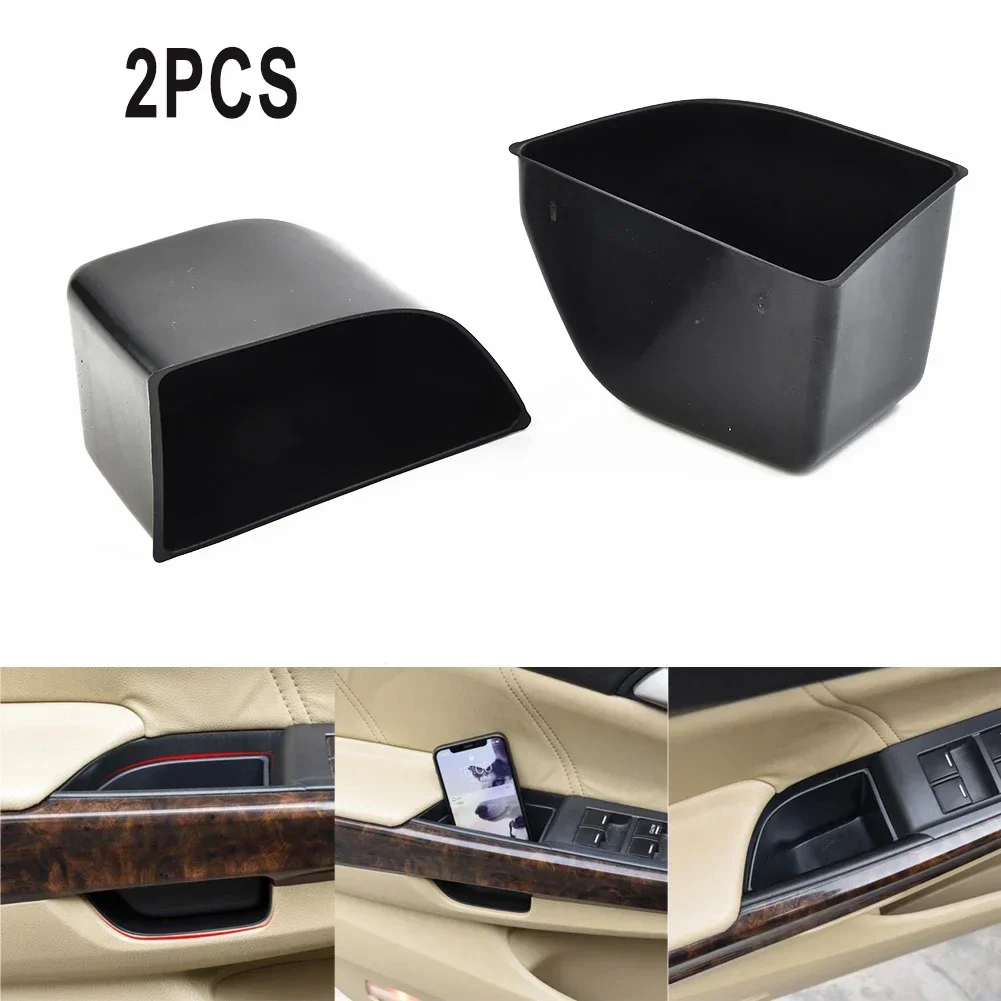 ABS Black Car Front Door Storage Box Cover (For Honda 8th Generation-Accord 2008-2013) Car Armrest Box Cover Kit Trim Kit Part