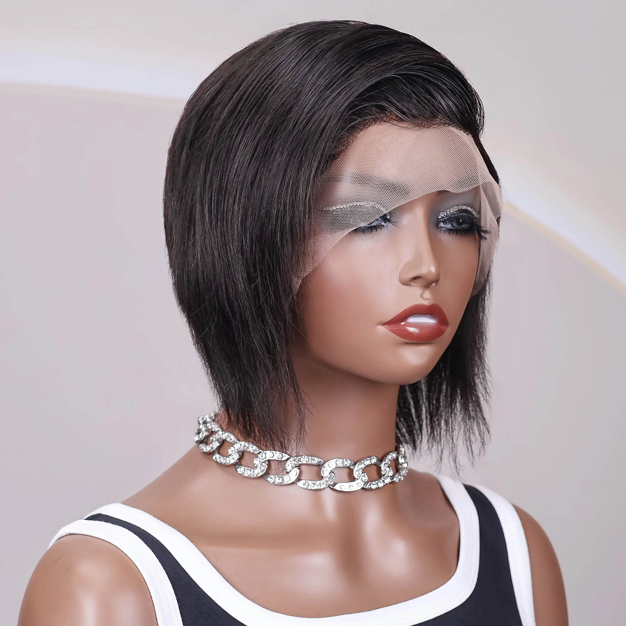 Natural-colored lace forehead wig, 13X4 straight hair, human hair, 10 inches, lace forehead colored wig, 100% made in Brazil,
