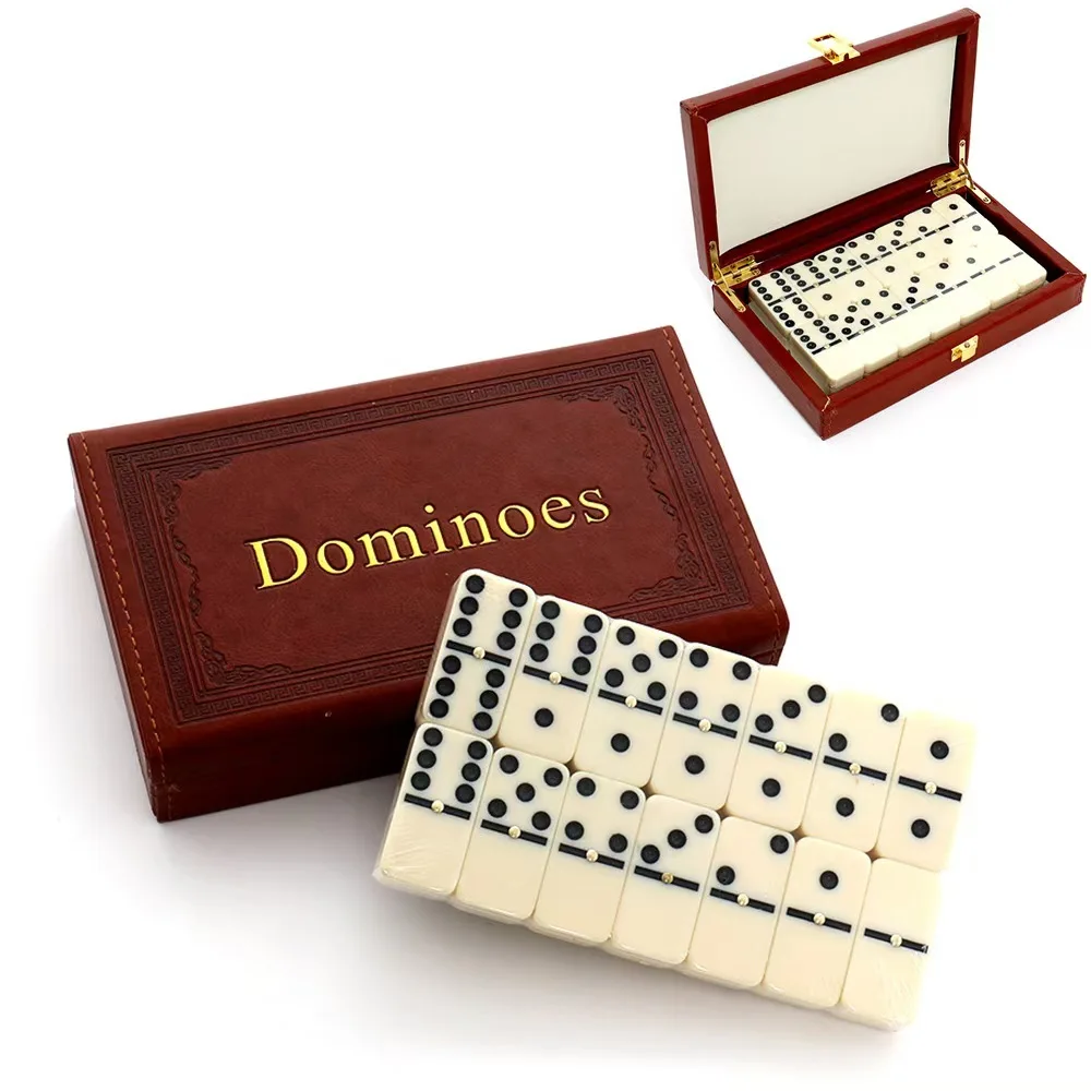 Domino28 Pieces Rhombus Bone Card Game Indoor Tabletop Board Game Leather Packaging Chess Card Toys 21cm