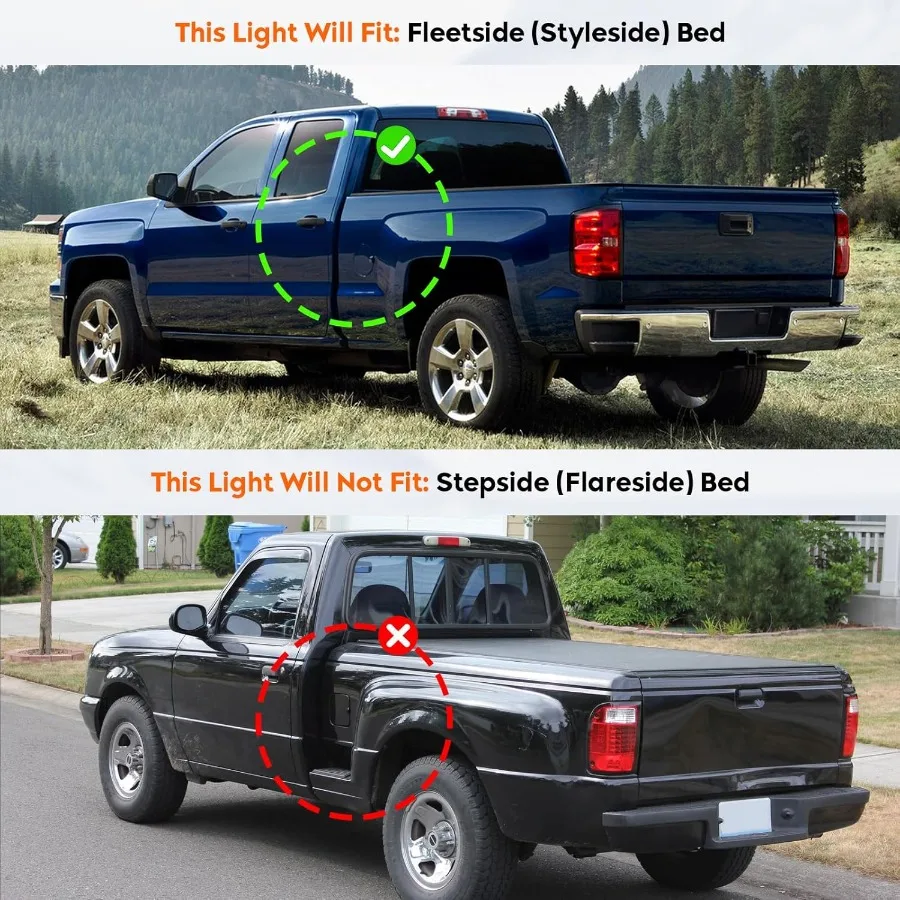 LED Rear Tail Light with Third Brake Lamp for Chevrolet Silverado 1500 2500 9902 1500HD 2500HD 0102 and GMC Sierra 1500 2500 99