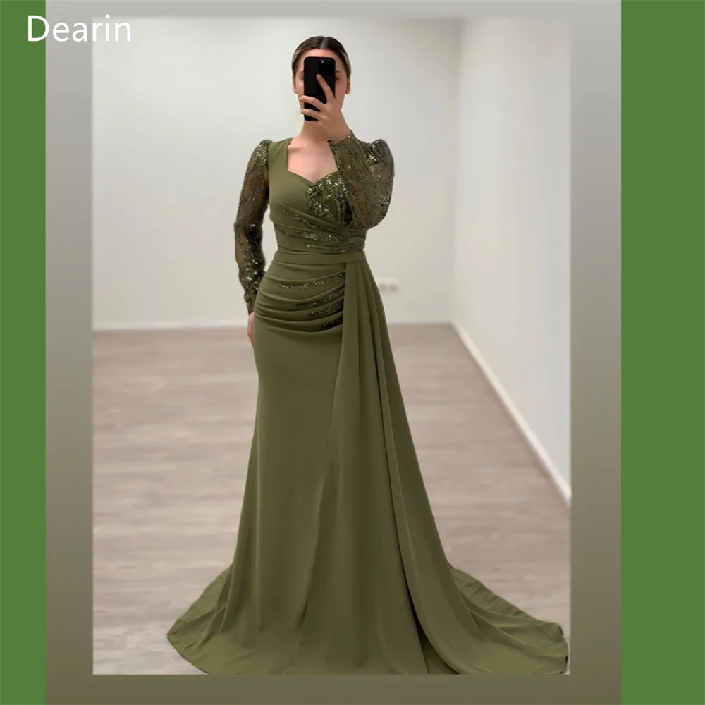 

Customized Saudi Arabia Dearin Sweetheart Trumpet Floor Length Skirts Sequin Shirred Draped Bespoke Occasion Dresses Prom Dress