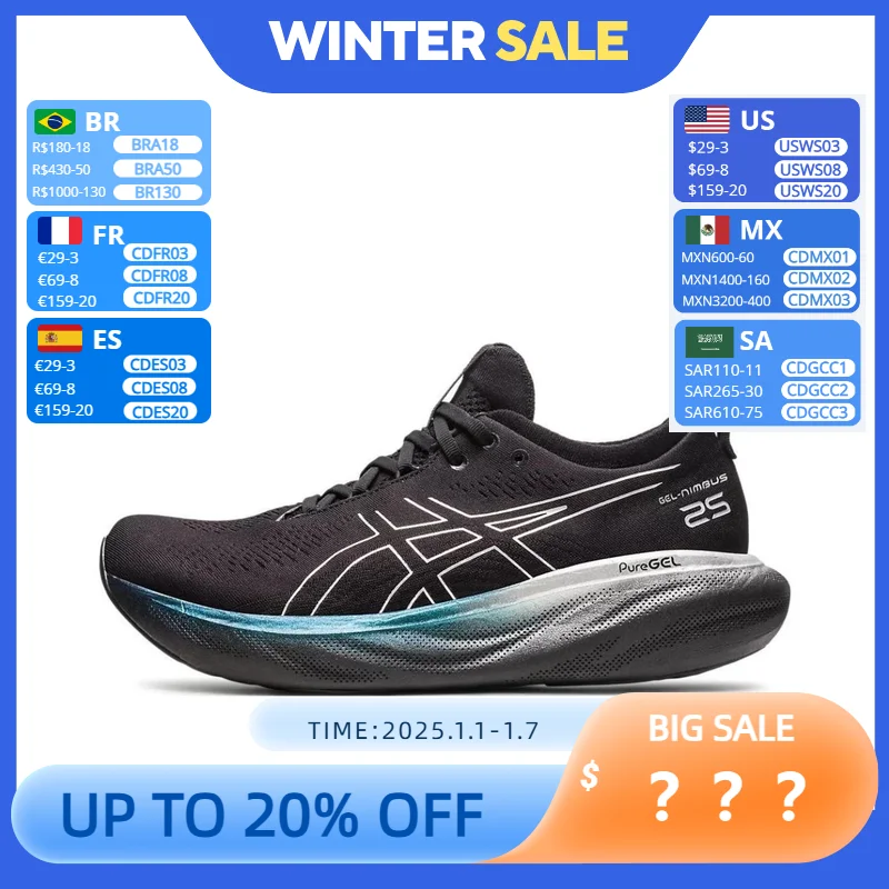 Original Asics Nimbus 25 Running Shoes Men Cushion Stability Asics Sports Shoes Unisex Sneakers Nimbus 25